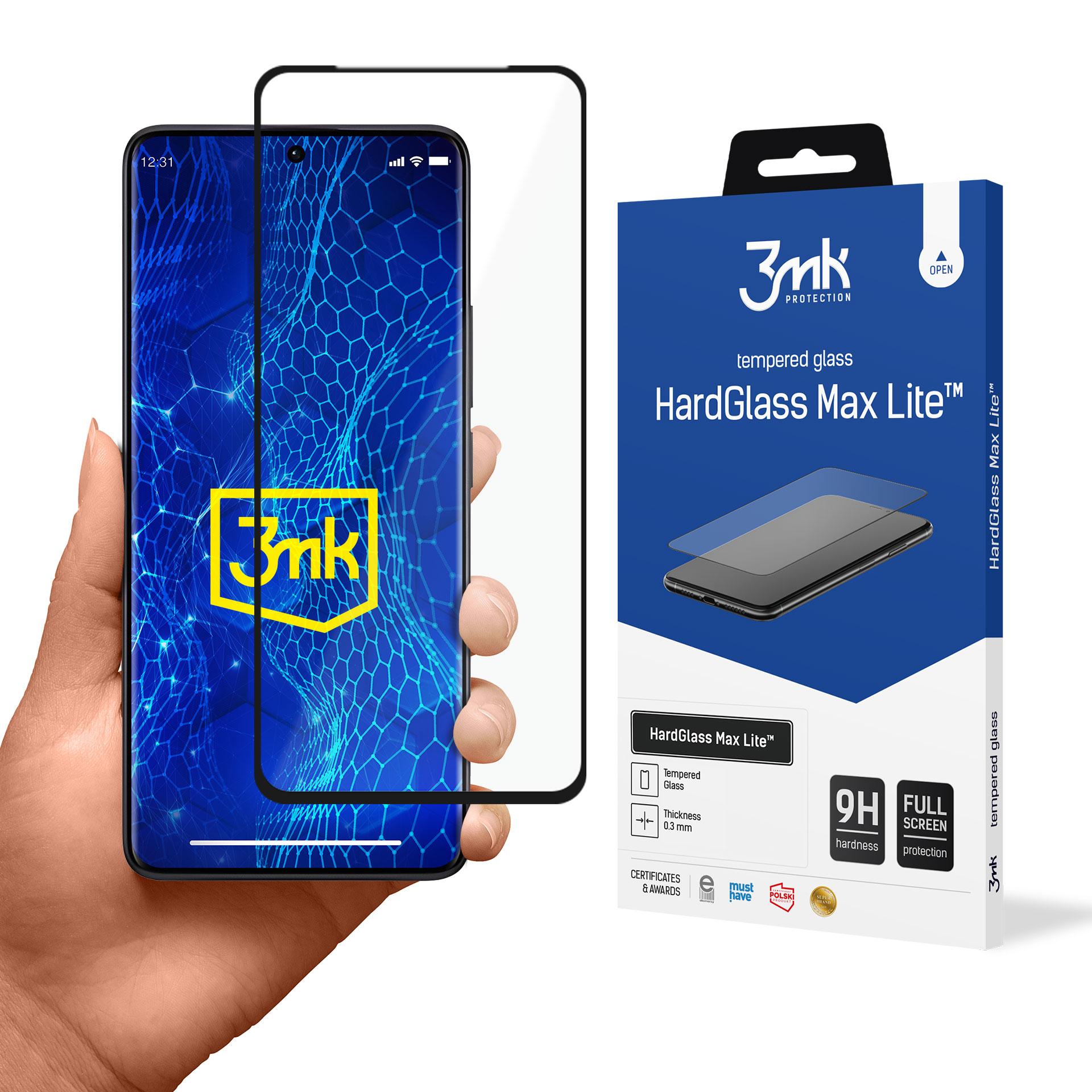 Karastatud klaas 3mk HardGlass Max Lite with must frame jaoks Xiaomi Redmi Note 13 Pro+