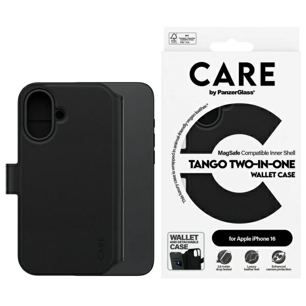 CARE by PanzerGlass Feature Tango 2in1 Wallet MagSafe Ümbris jaoks iPhone 16 - Must