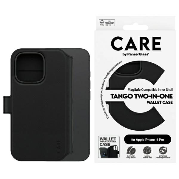 CARE by PanzerGlass Feature Tango 2in1 Wallet MagSafe Ümbris jaoks iPhone 16 Pro - Must