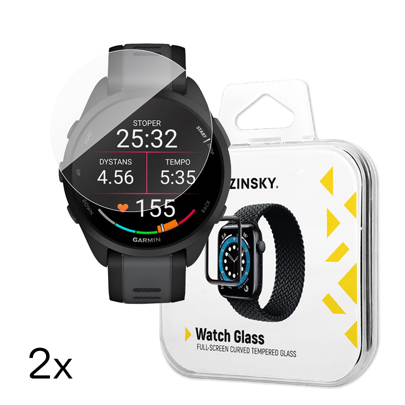 Wozinsky Full Glue Karastatud klaas jaoks Garmin Forerunner 165 (2 pcs.)