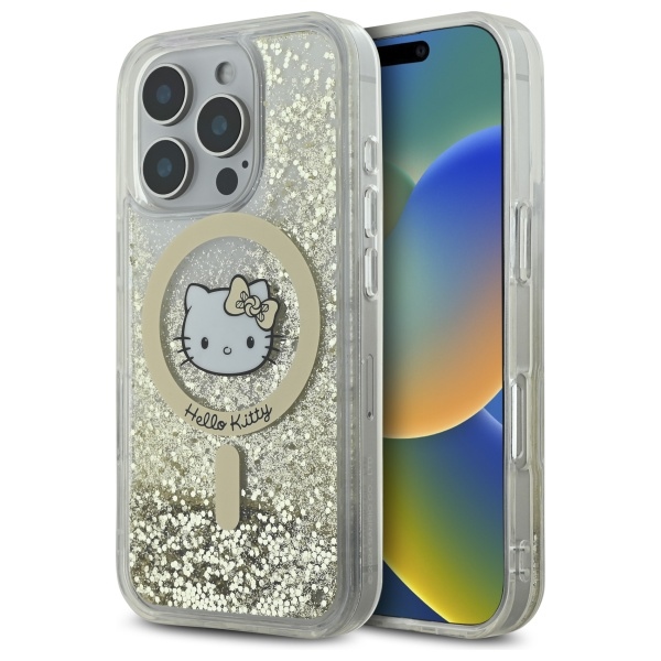 Hello Kitty Liquid Glitter Fever MagSafe Ümbris jaoks iPhone 16 Pro Max - Kuldne