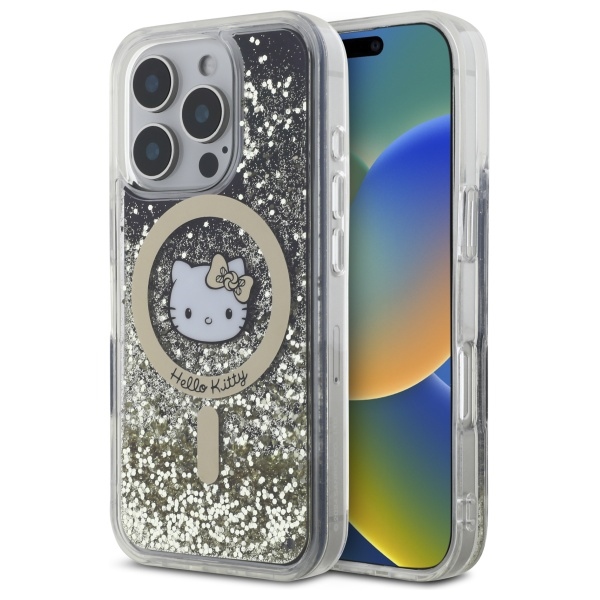 Hello Kitty Liquid Glitter Fever MagSafe Ümbris jaoks iPhone 16 Pro Max - Kuldne