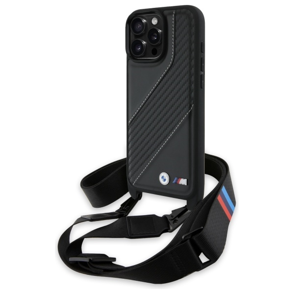 BMW M Edition Carbon Stripe & Strap Ümbris jaoks iPhone 16 Pro Max - must