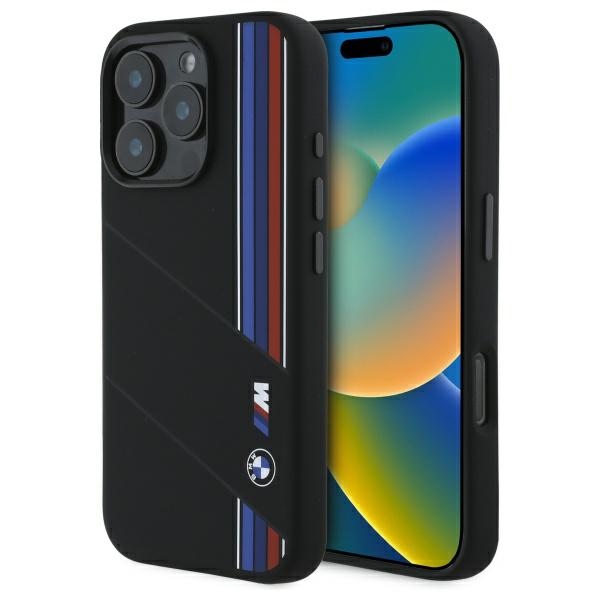 BMW Silicone Cut Tricolor Lines MagSafe Ümbris jaoks iPhone 16 Pro Max - must