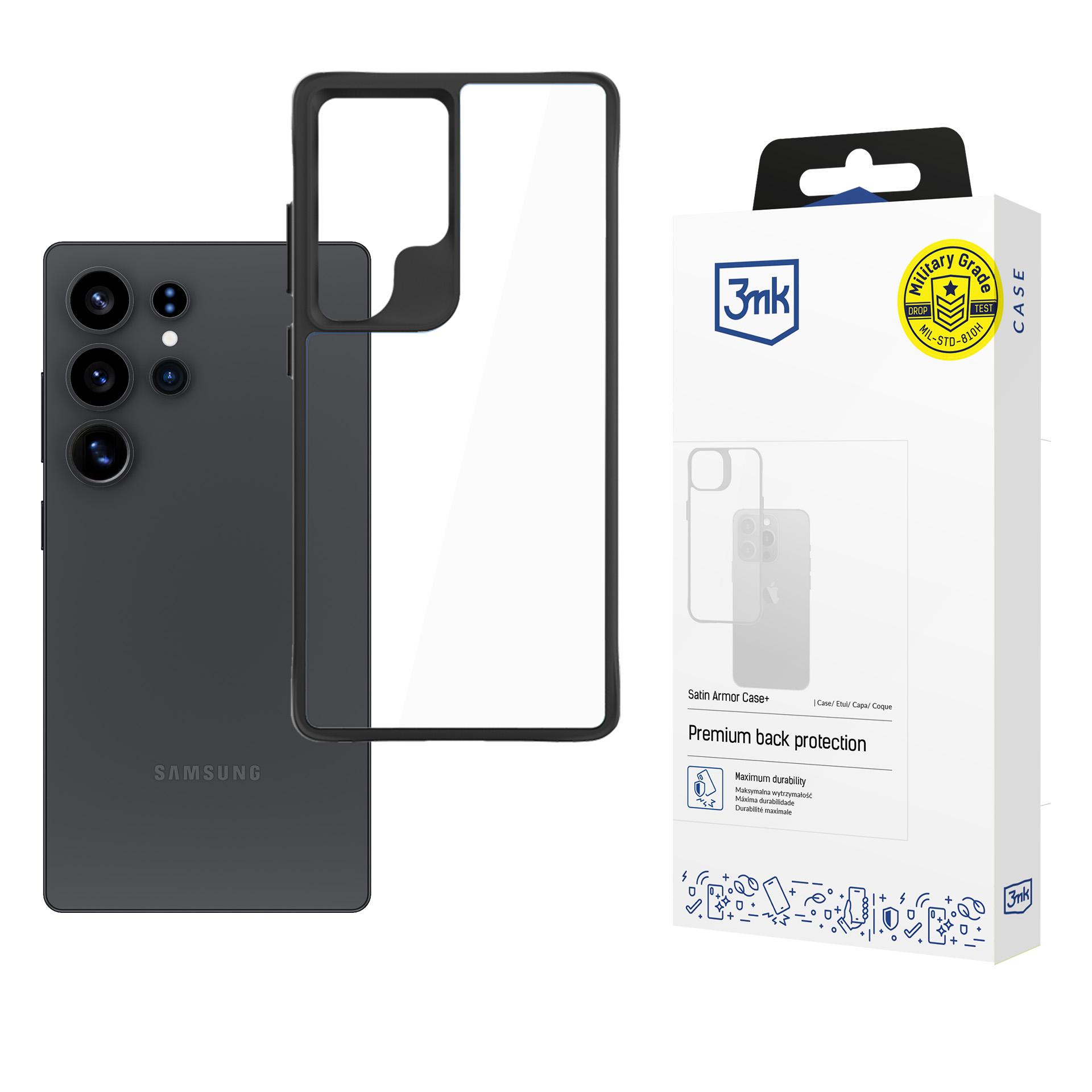 3mk Satin Armor Ümbris+ jaoks Samsung Galaxy S25 Ultra - läbipaistev