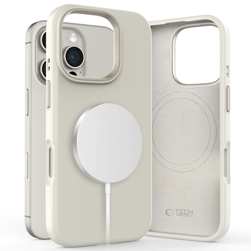 Tech-Protect Silicone PU MagSafe iPhone 16 Pro Ümbris - Beige