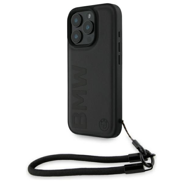 BMW Signature Leather Wordmark Cord Ümbris jaoks iPhone 16 Pro Max - must