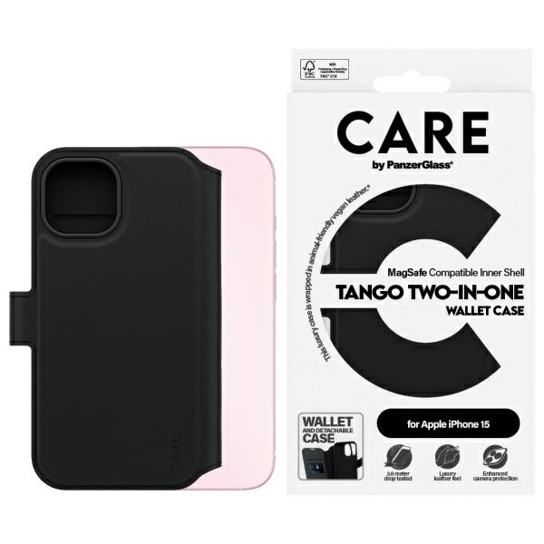 CARE by PanzerGlass Feature Tango 2in1 Wallet MagSafe Ümbris jaoks iPhone 15 - Must