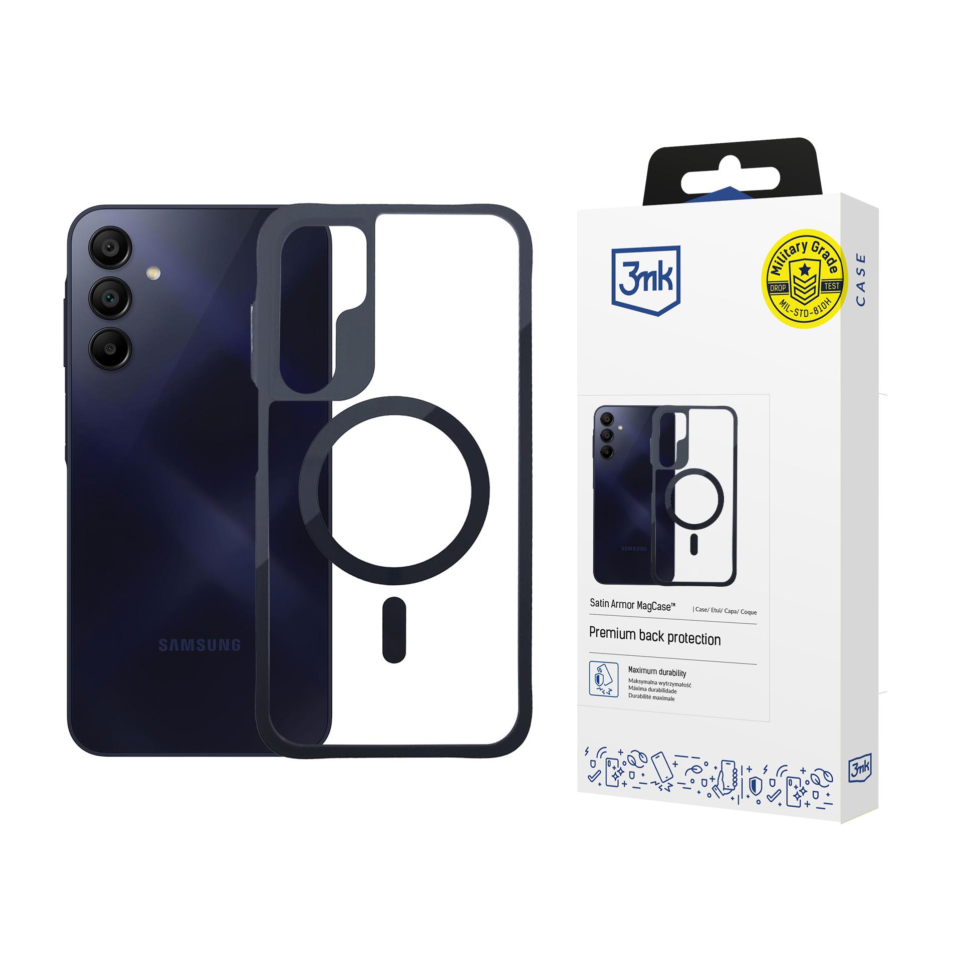 3mk Satin Armor MagCase jaoks Samsung Galaxy A15 5G - läbipaistev