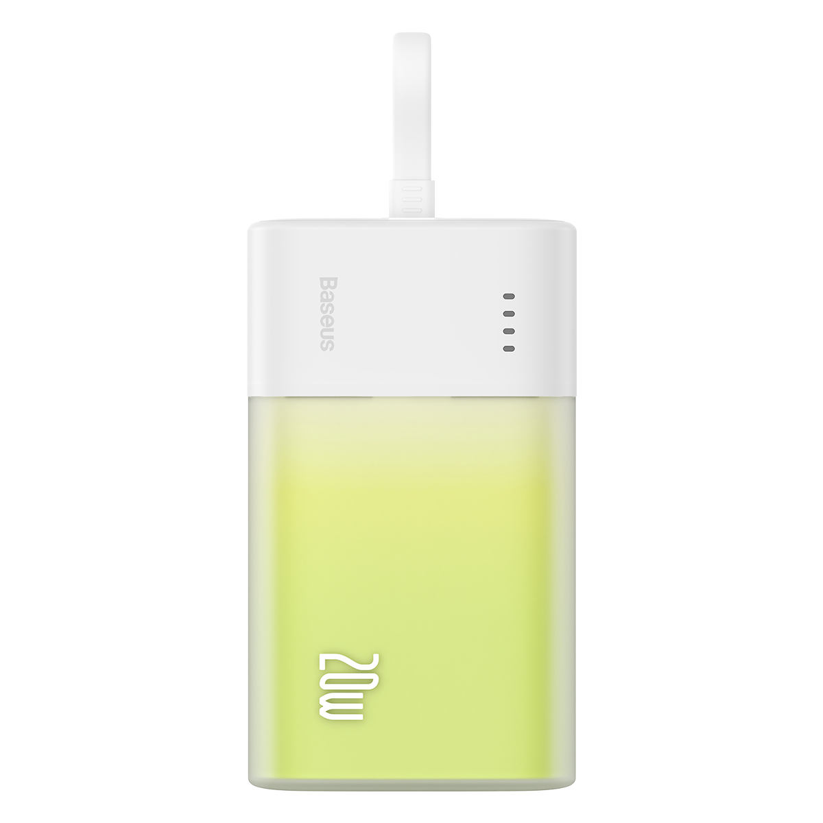 Baseus Popsicle 5200mAh 20W Powerbank sisseehitatud Lightning kaabliga (+ valge Baseus Simple USB-C - USB-C 60W/20V/3A/30cm kaabel) - valge-roheline