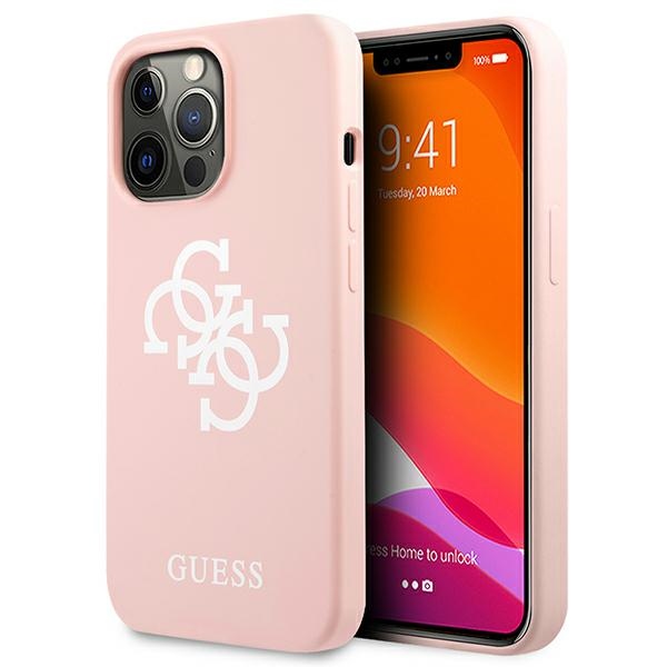 Guess Silicone 4G Logo Ümbris jaoks iPhone 13 Pro Max 6.7" - roosa