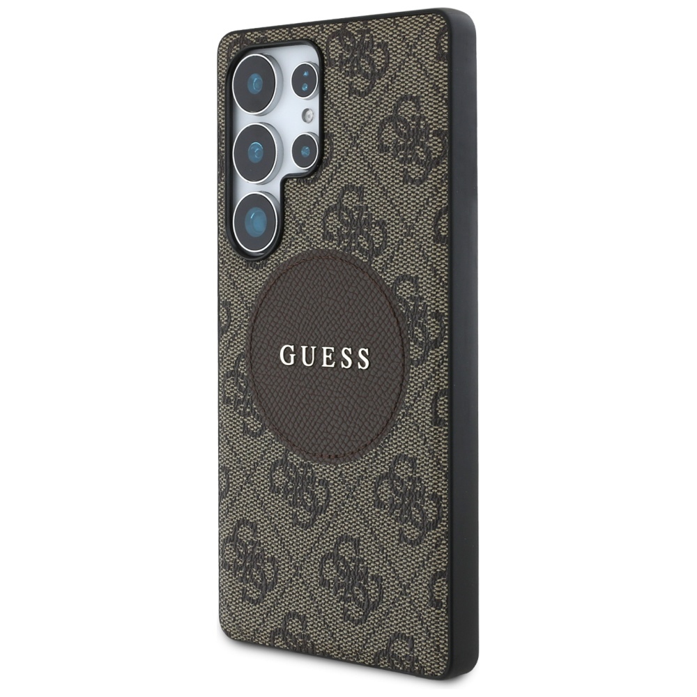 Guess 4G Round Patch Classic Logo MagSafe Ümbris jaoks Samsung Galaxy S25 Ultra Brown