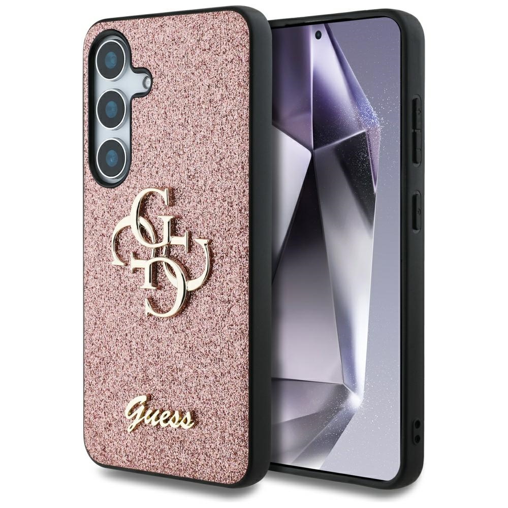 Guess Fixed Glitter Big 4G Metal Logo Ümbris jaoks Samsung Galaxy S25 roosa