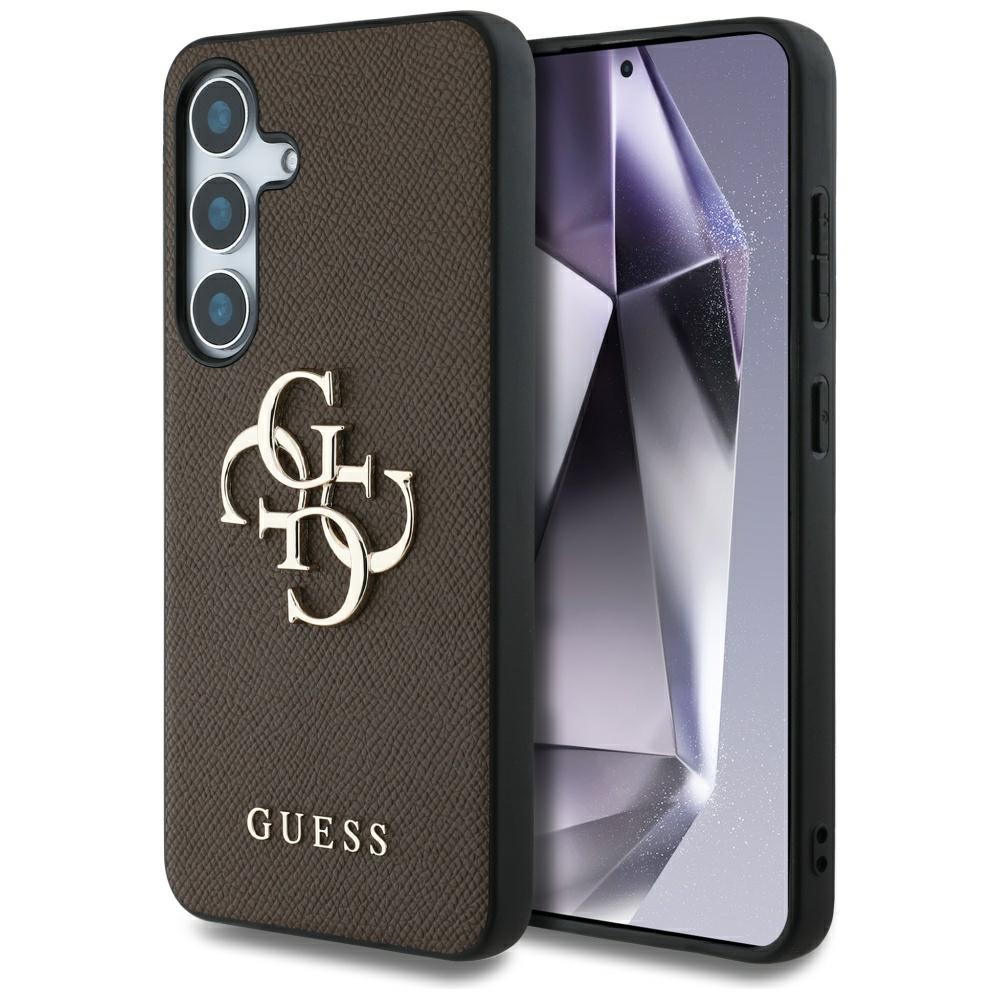 Guess Grained Big 4G Logo Small Classic Logo ümbris jaoks Samsung Galaxy S25 Plus brown