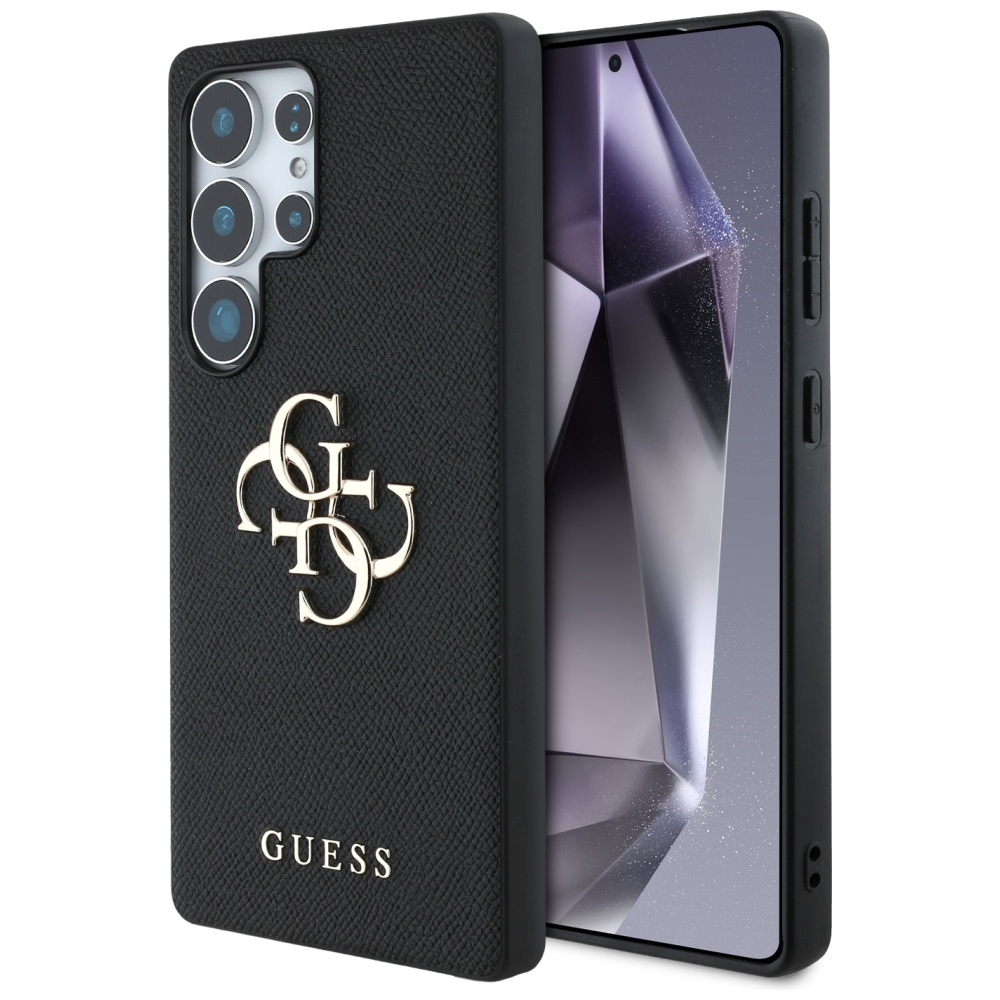 Guess Grained Big 4G Logo Small Classic Logo ümbris jaoks Samsung Galaxy S25 Ultra must