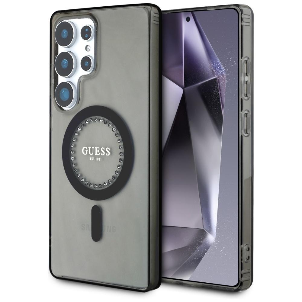 Guess Rhinestones Printed Classic Logo MagSafe Samsung Galaxy S25 Ultra ümbris must