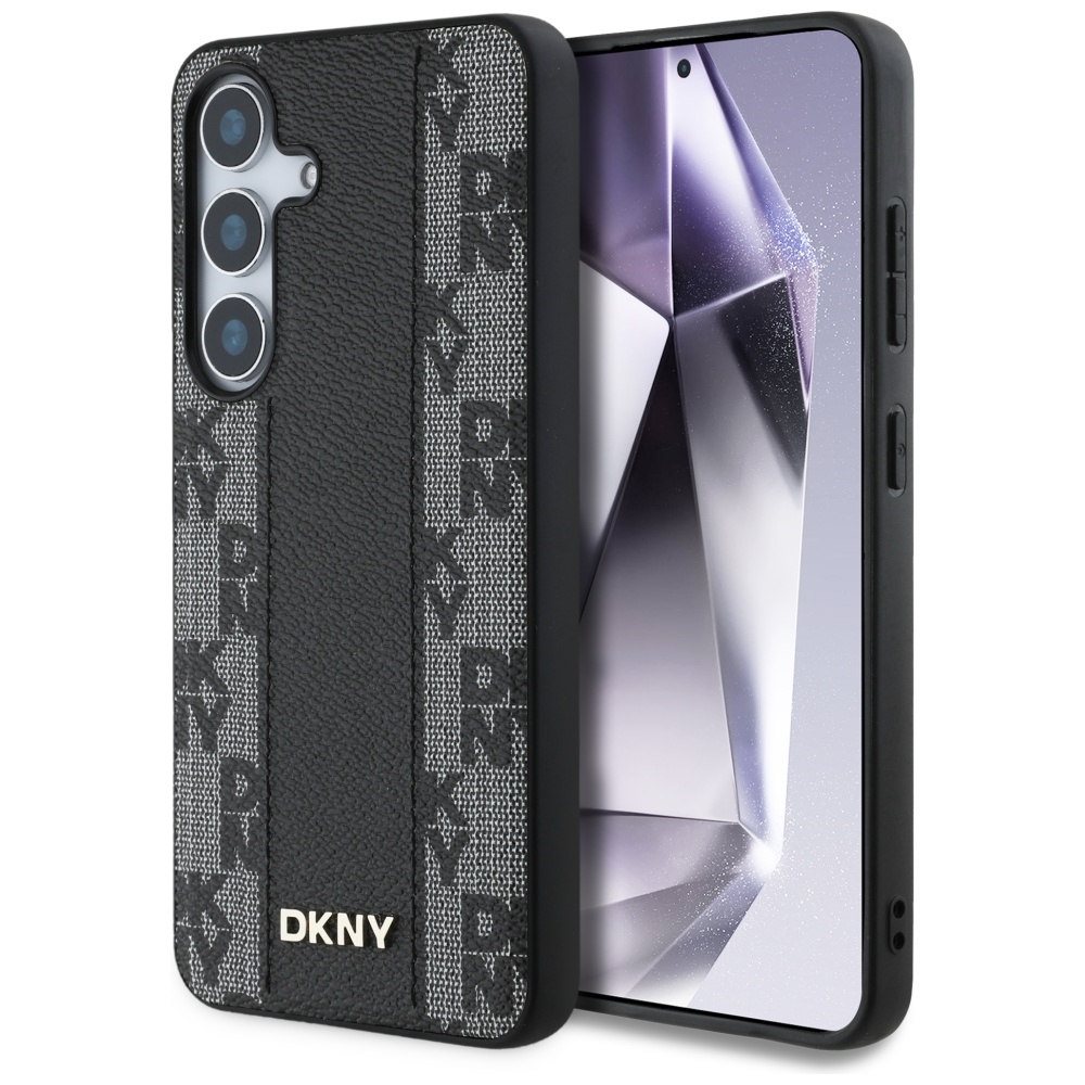 DKNY Leather Checkered Pattern MagSafe Ümbris jaoks Samsung Galaxy S25 Must