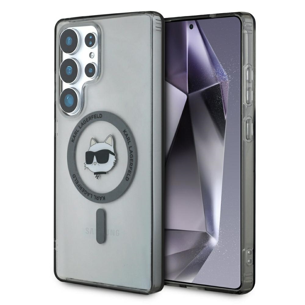 Karl Lagerfeld Button Choupette Head Printed Logo MagSafe Samsung Galaxy S25 Ultra ümbris must