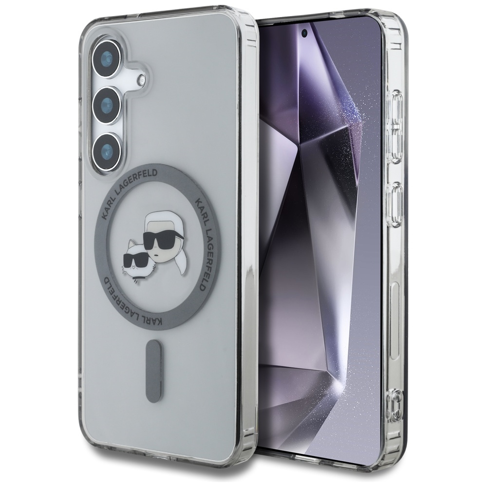 Karl Lagerfeld Button Karl & Choupette Heads Printed Logo MagSafe Samsung Galaxy S25 ümbris must