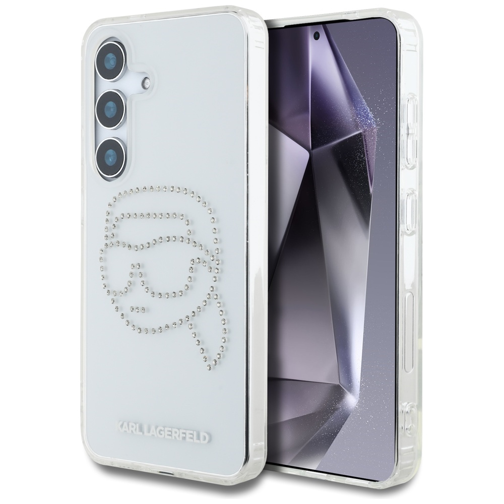 Ümbris Karl Lagerfeld Rhinestones Karl Head Logo Samsung Galaxy S25 läbipaistev