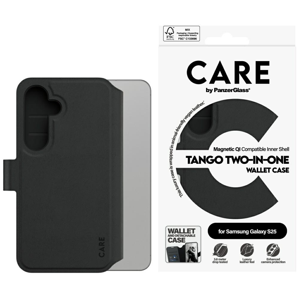 CARE by PanzerGlass Feature Tango 2in1 Wallet Ümbris jaoks Samsung Galaxy S25 - Must
