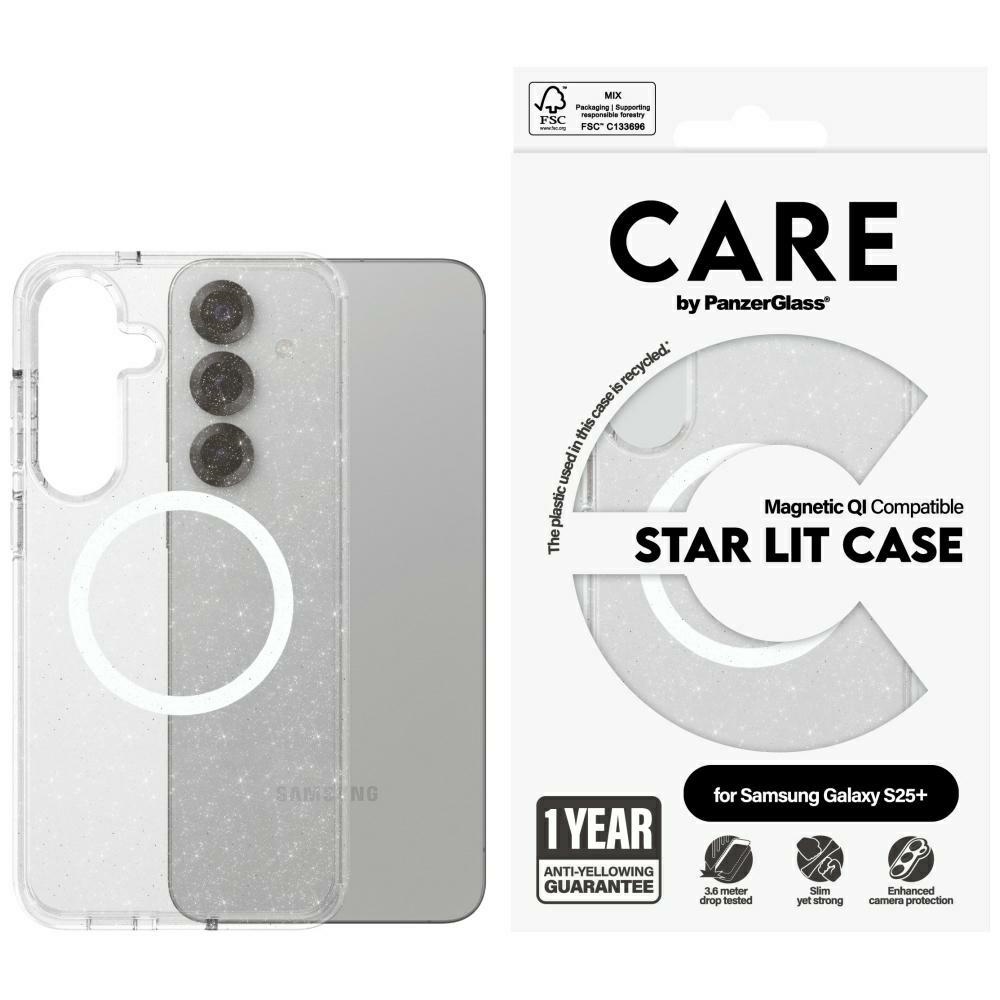 CARE by PanzerGlass Flagship Urban Combat StarLight Valge QI Ümbris jaoks Samsung Galaxy S25+ - Läbipaistev