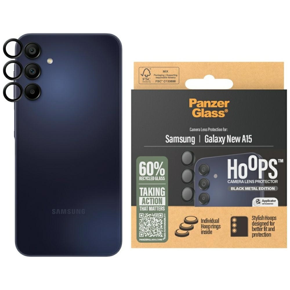 PanzerGlass Hoops Karastatud klaas Lens Cover jaoks Samsung Galaxy A16 / A16 5G - Must