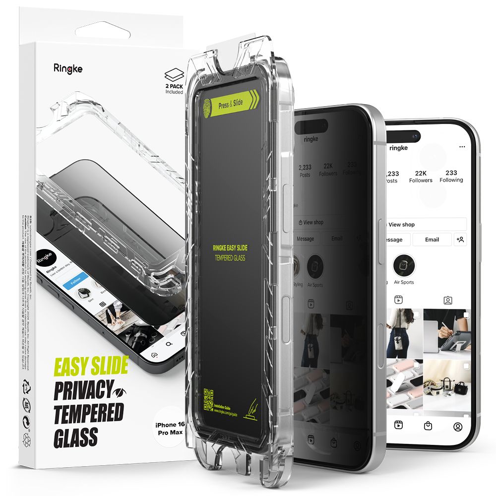Ringke Easy Slide Privacy Glass 2-pack jaoks iPhone 16 Pro Max