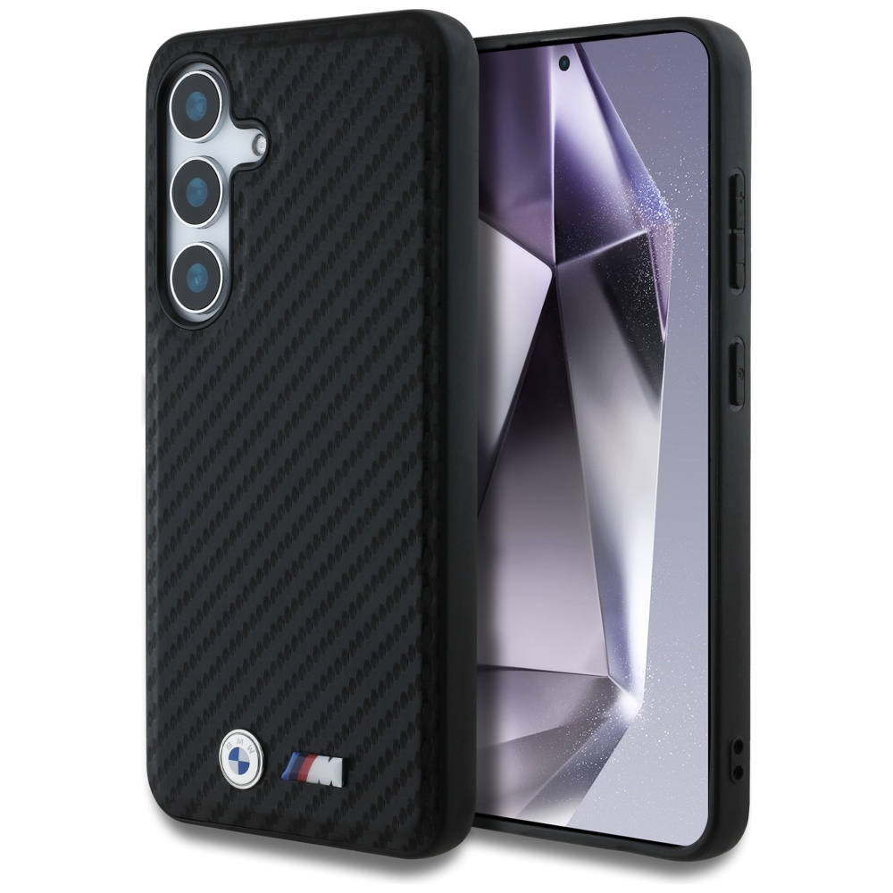 BMW Leather Carbon MagSafe Ümbris jaoks Samsung Galaxy S25 - must