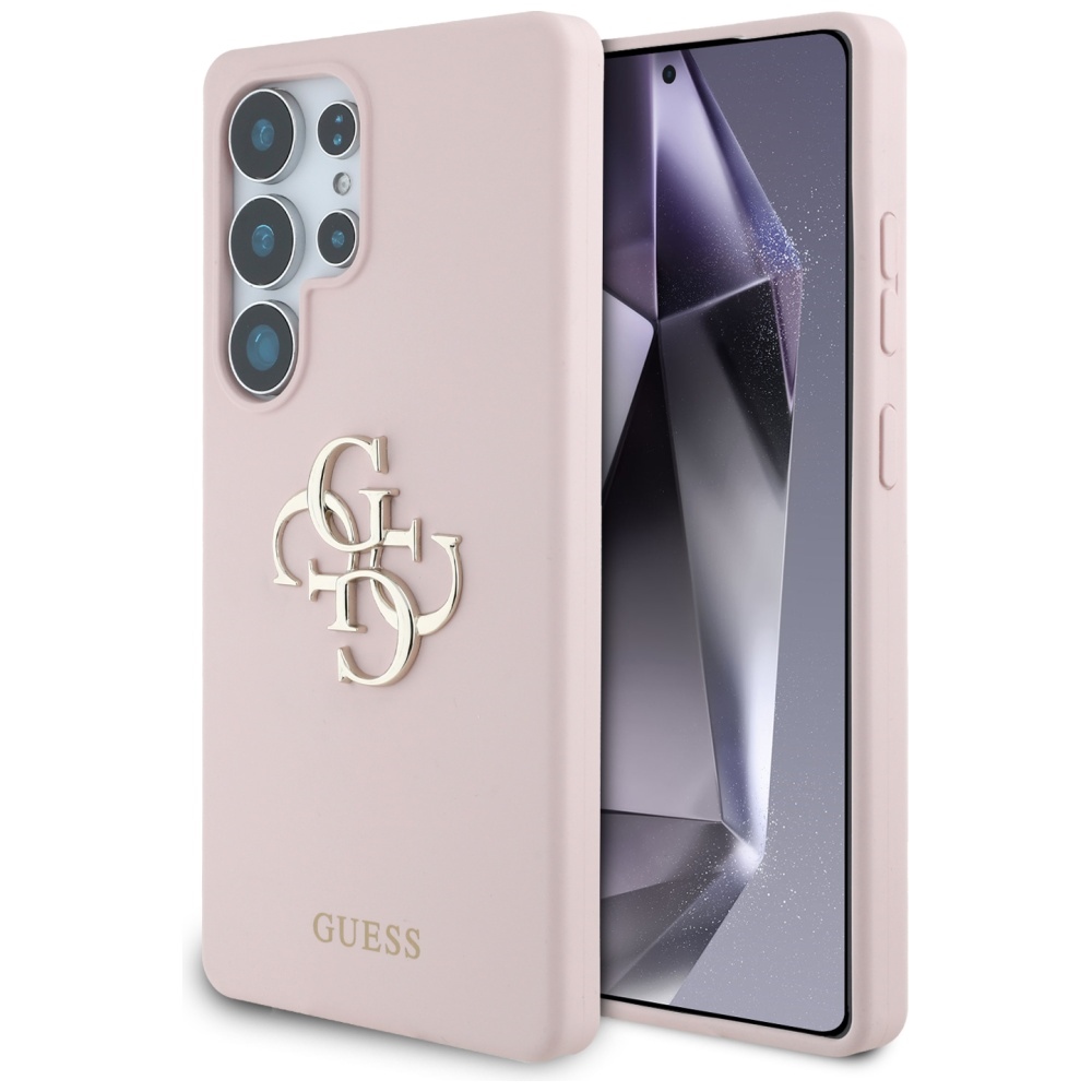 Guess Silicone Big 4G Logo Bottom Script Ümbris jaoks Samsung Galaxy S25 Ultra - roosa
