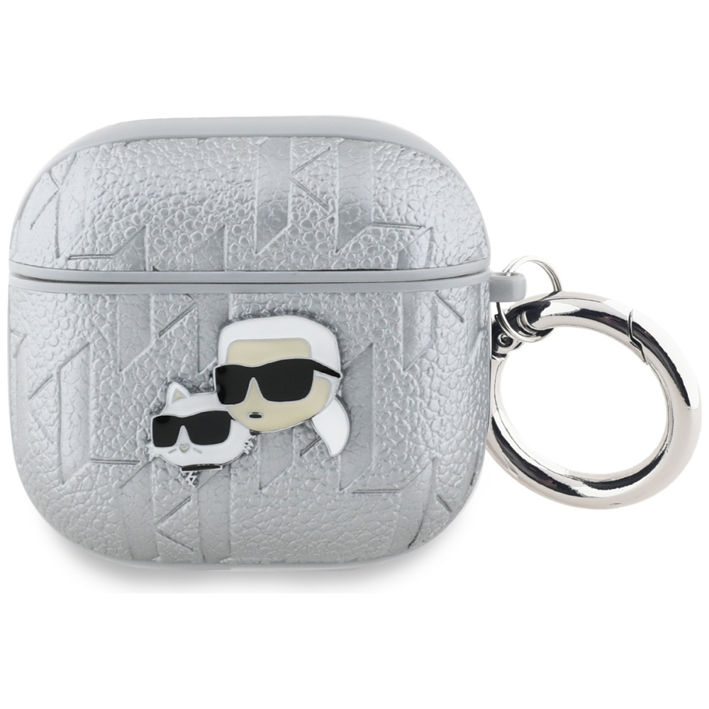 Karl Lagerfeld Monogram Karl & Choupette Head ümbris jaoks AirPods 4 - hõbedane