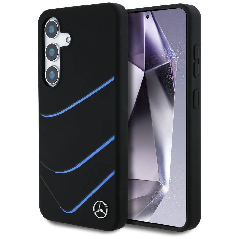 Mercedes Silicone Contrasted Curves MagSafe Ümbris jaoks Samsung Galaxy S25 - must