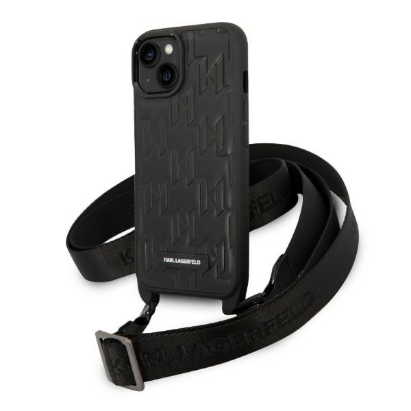 Karl Lagerfeld Monogram Plaque Logo Strap Ümbris jaoks iPhone 14 / 15 / 13 6.1" - must