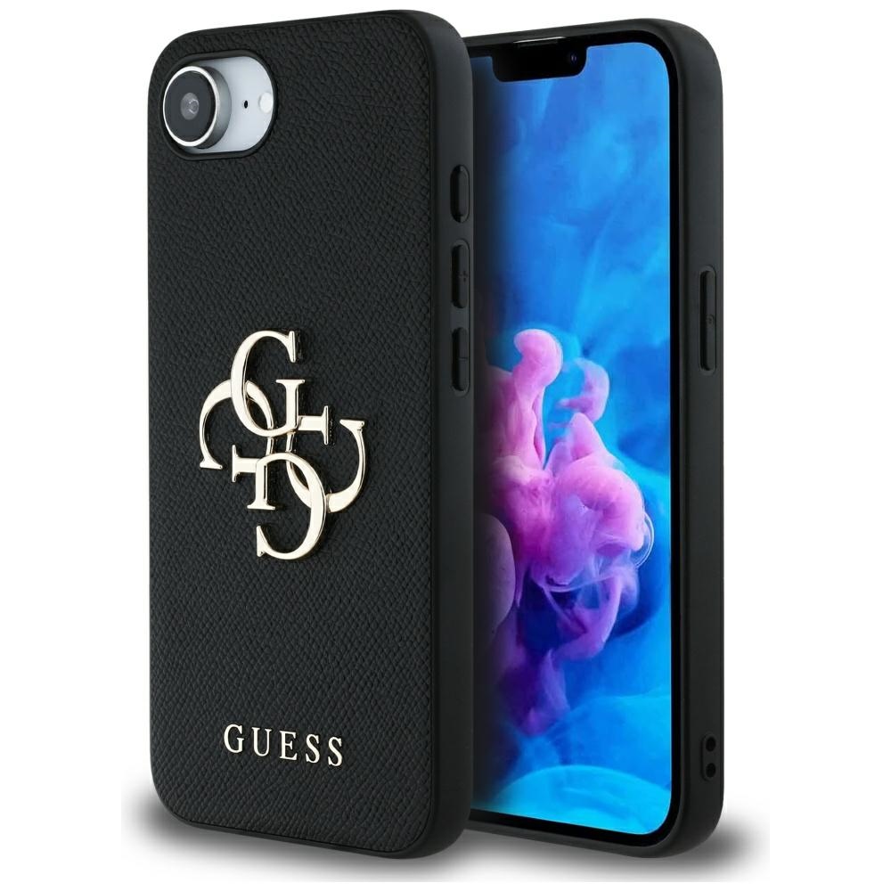 Guess PU Grained 4G Metal Logo ümbris jaoks iPhone 16e - must