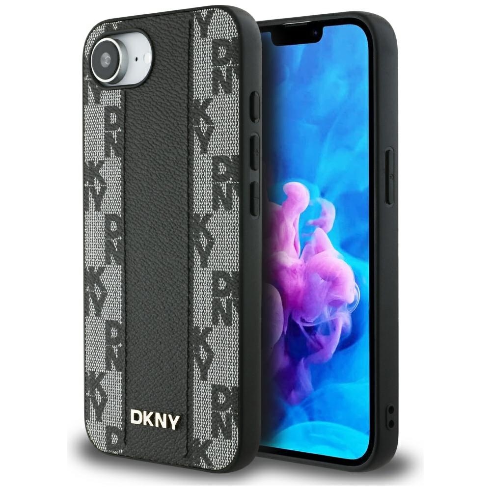 DKNY Leather Checkered Mono Pattern MagSafe iPhone 16e Ümbris - Must