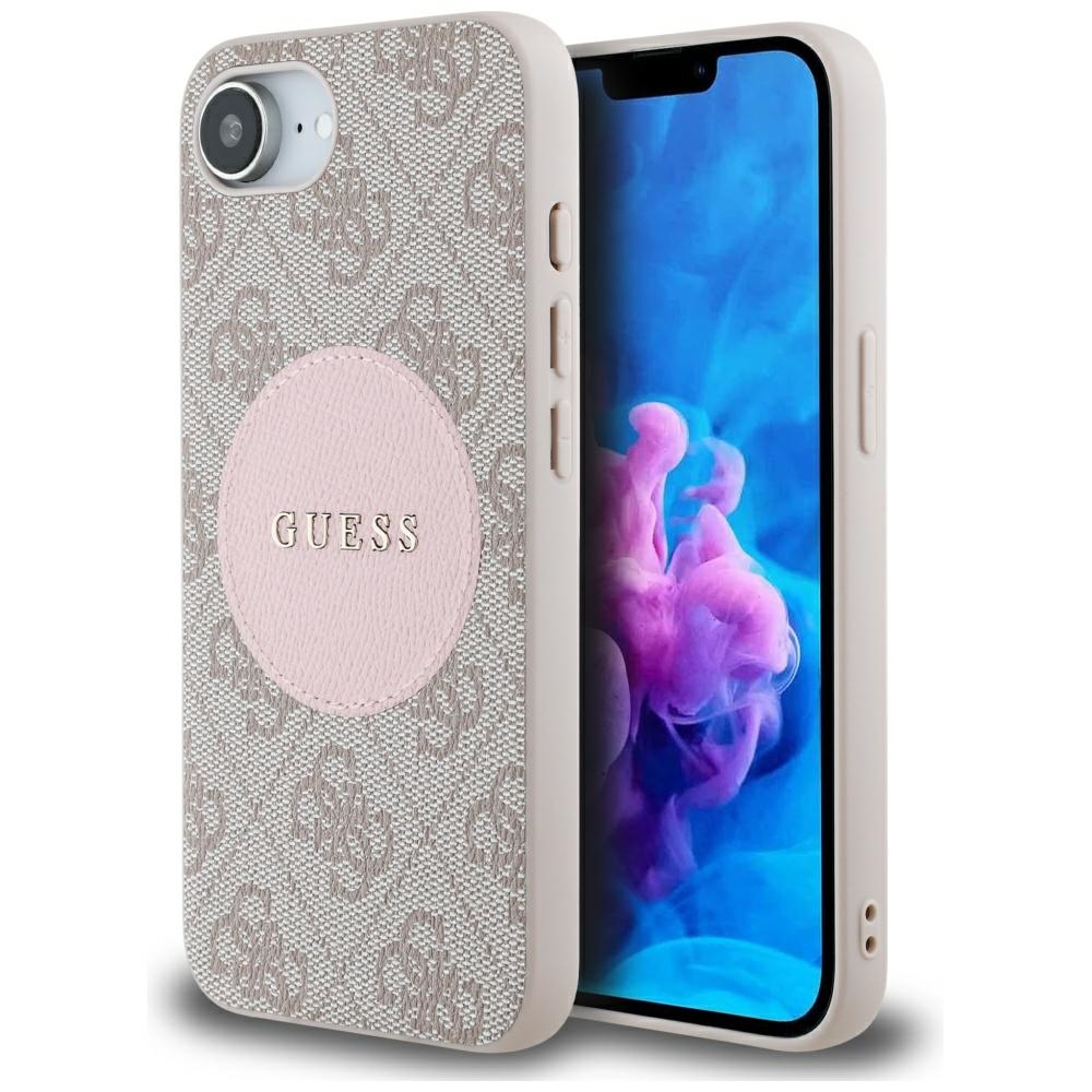 GUESS ümbris jaoks IPHONE 16e (SE 4 2025) compatible with MagSafe GUHMPSE4P4PGRSGP (PU 4G Circle W/ Classic Logo) roosa