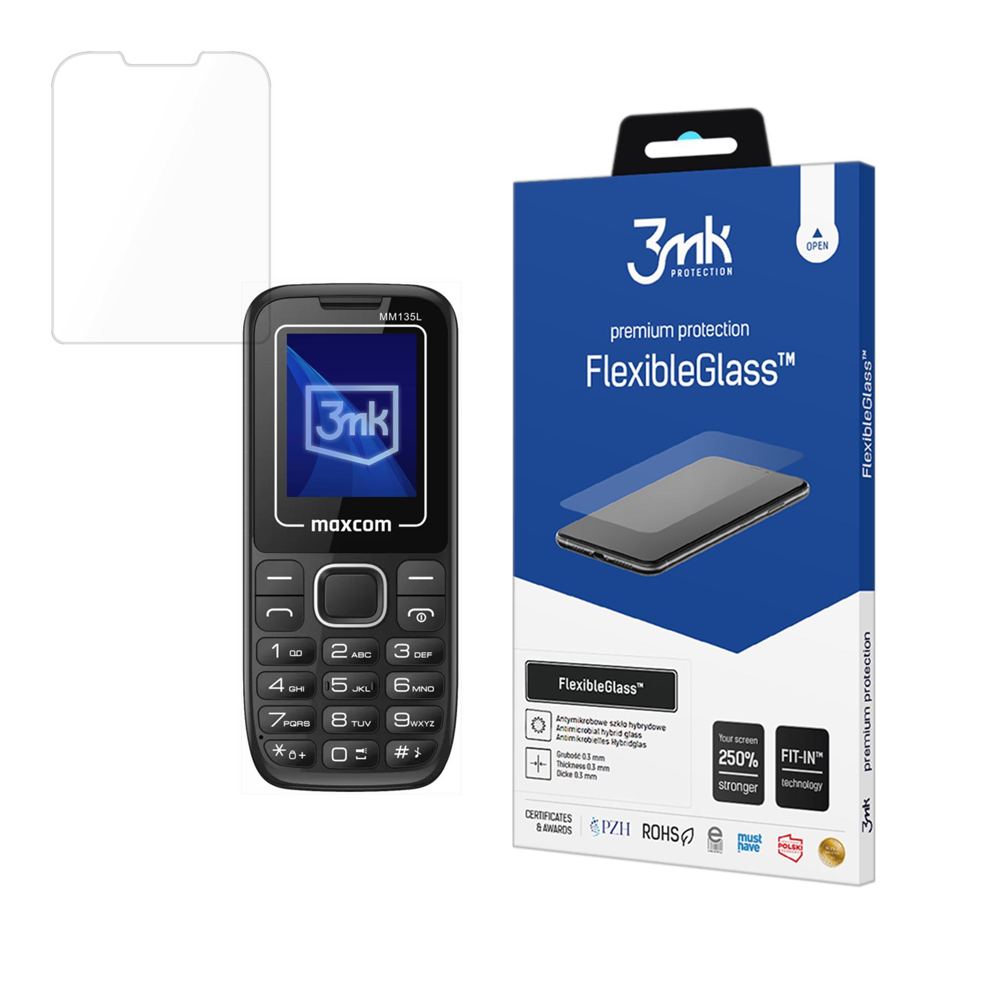 Hübriidklaas 3mk FlexibleGlass jaoks Maxcom Classic MM135L