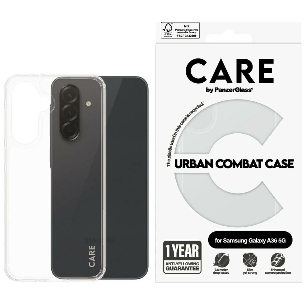 CARE by PanzerGlass Flagship Urban Combat Ümbris jaoks Samsung Galaxy A36 5G - Läbipaistev