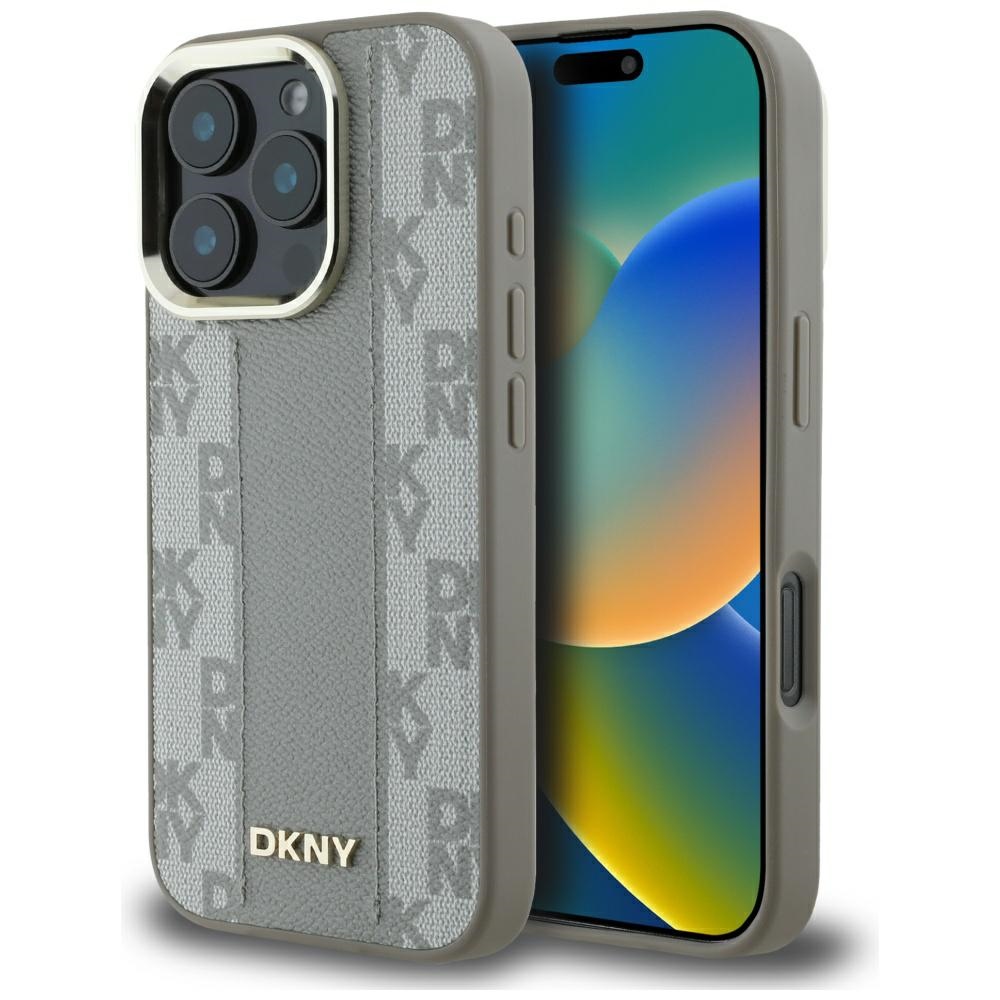 DKNY Checkered Pattern Magsafe iPhone 16 Pro Max Ümbris - Beige