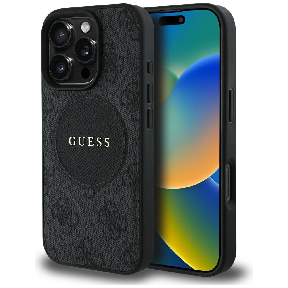 Guess 4G Circle Classic Logo MagSafe ümbris jaoks iPhone 16 Pro Max - must