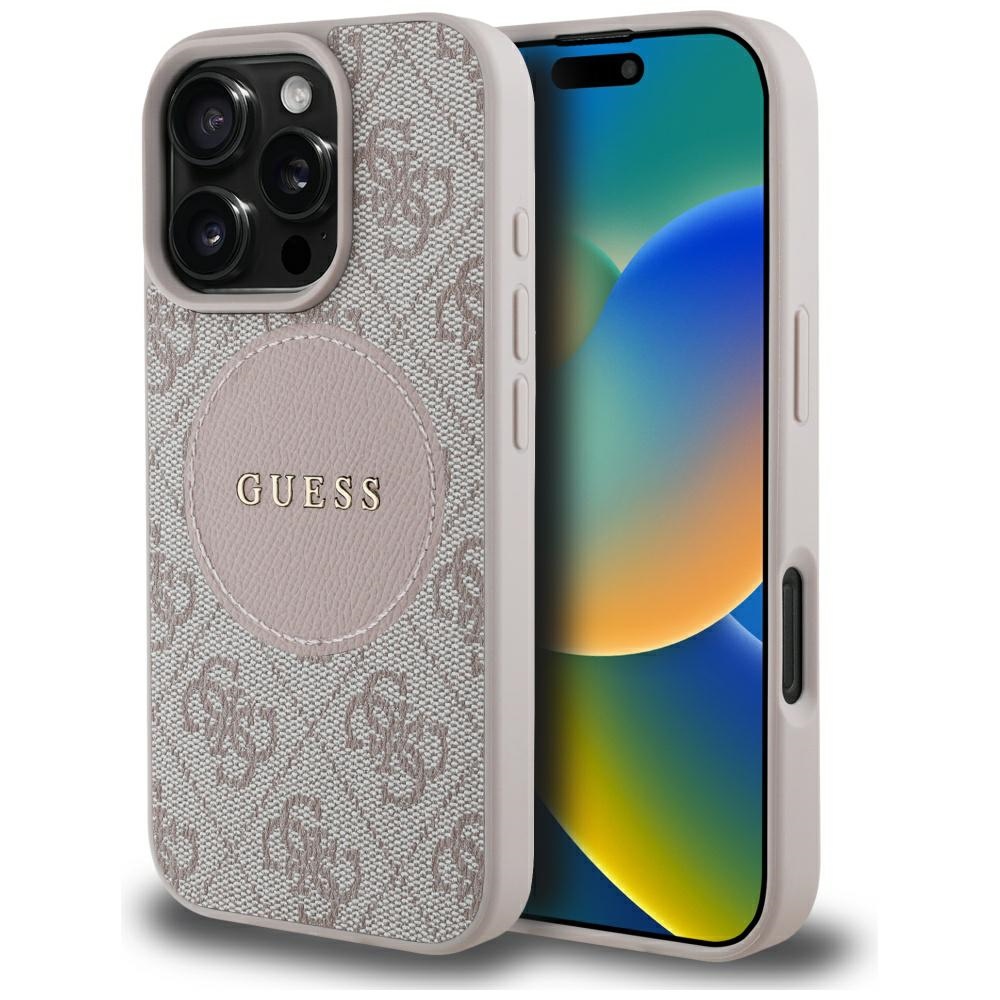 Guess 4G Circle Classic Logo MagSafe ümbris jaoks iPhone 16 Pro Max - roosa