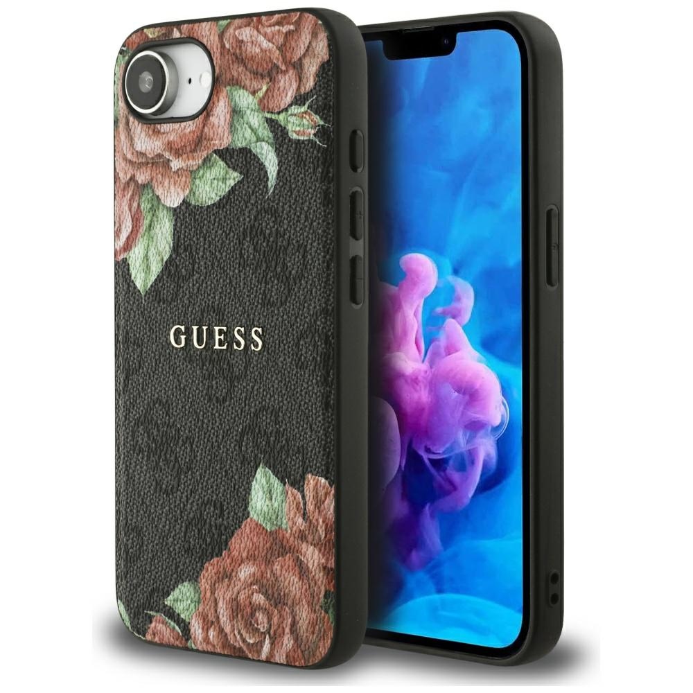 Guess 4G Flowers Print MagSafe ümbris jaoks iPhone 16e - must