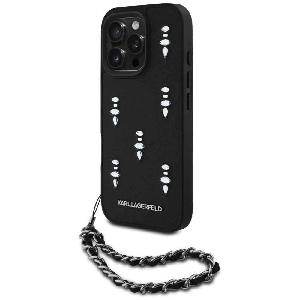 Karl Lagerfeld Saffiano Crystals w/Chain iPhone 16 Pro Ümbris - Must
