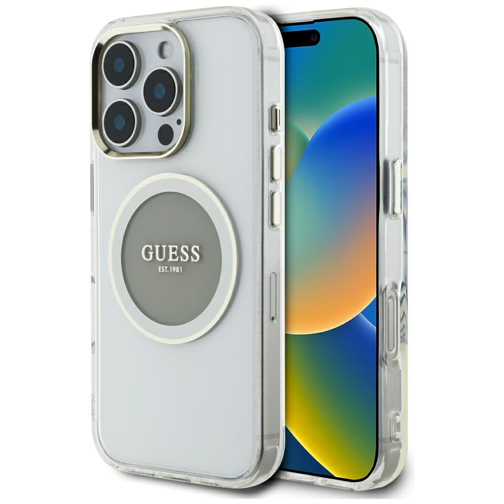 Guess IML Metal Colored Circle Classic Logo MagSafe ümbris jaoks iPhone 16 Pro Max - hall