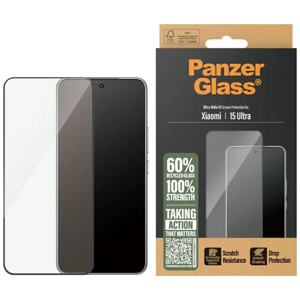 PanzerGlass Ultra-Wide Fit Karastatud klaas w. Must Raamiga jaoks Xiaomi 15 Ultra