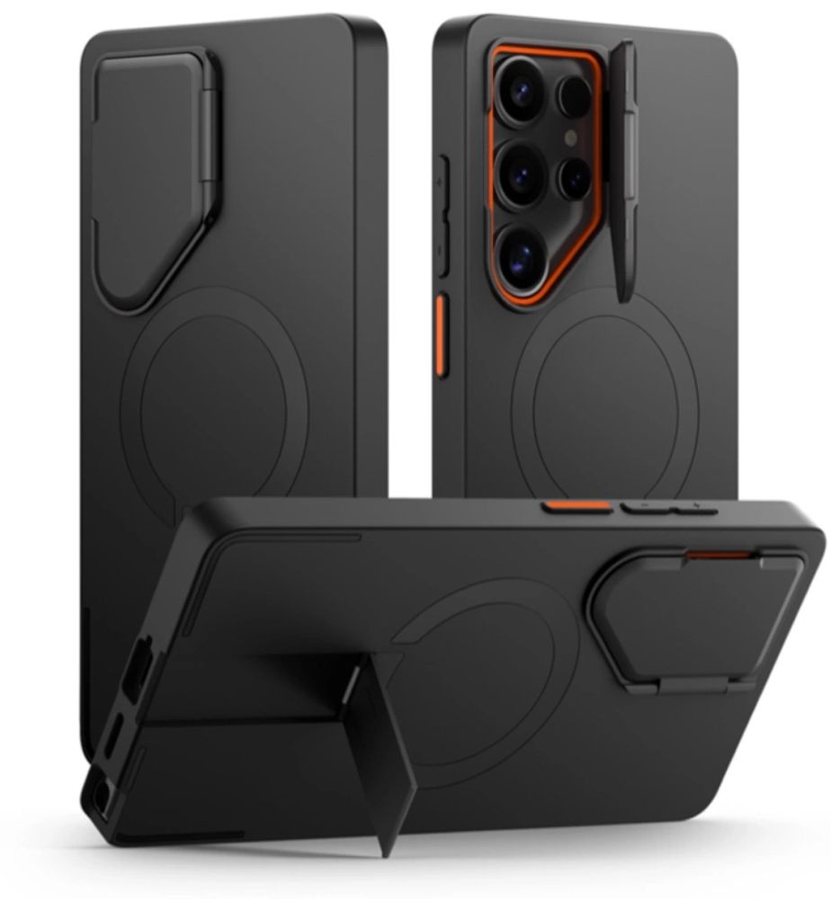 Tech-Protect Kevlar Aura MagSafe Ümbris jaoks Samsung Galaxy S25 Ultra - Must/Oranž