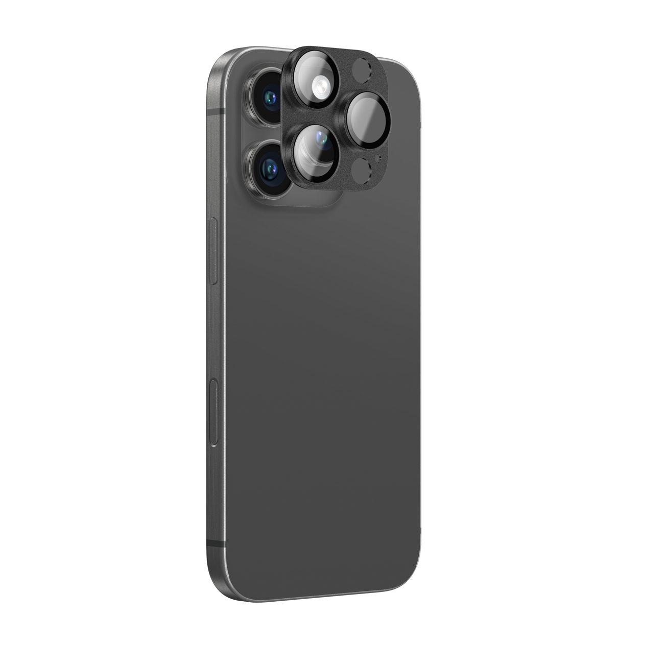 AmazingThing Aviation-Grade Alloy Karastatud klaas Lens jaoks iPhone 16 Pro / 16 Pro Max Camera Lens - Must