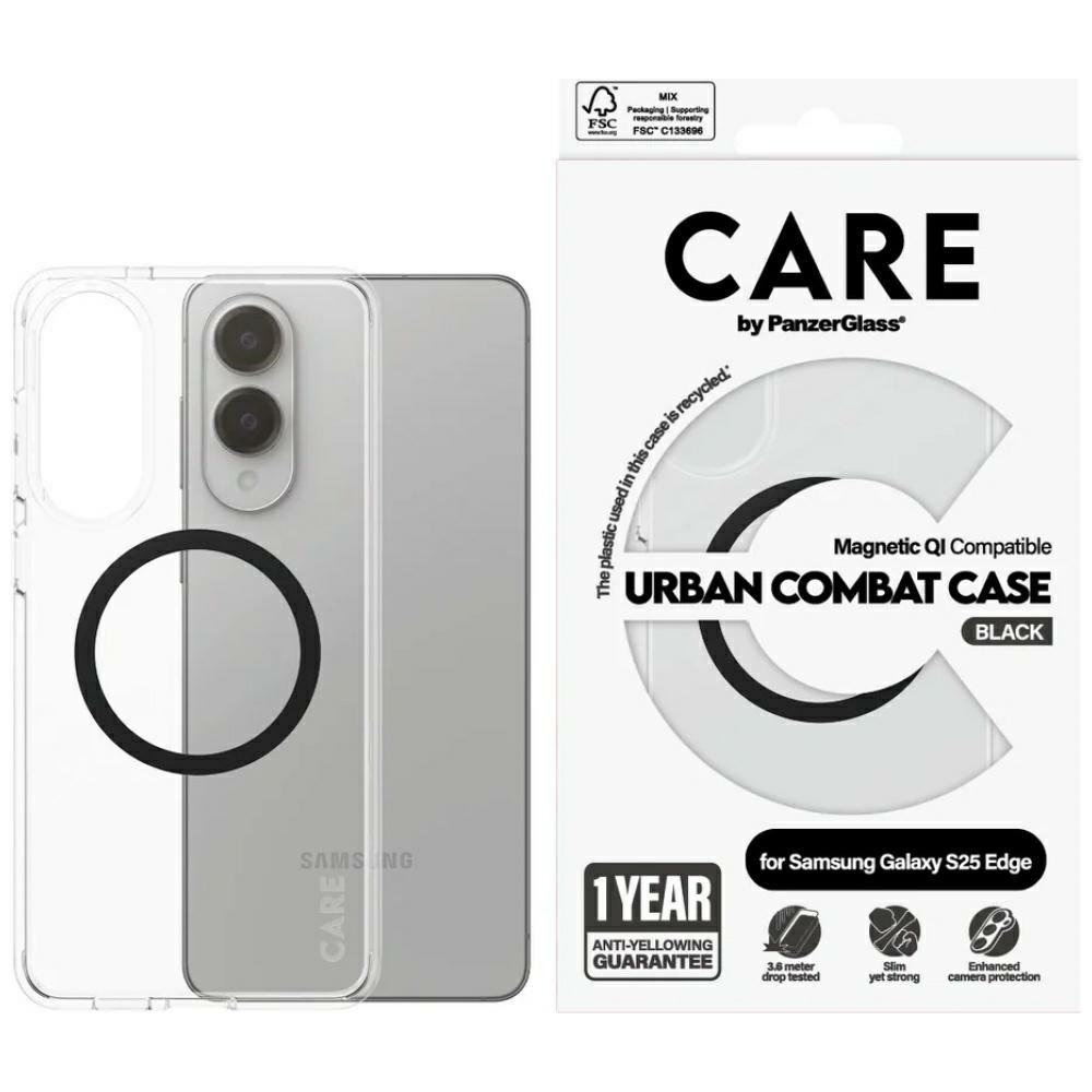 CARE by PanzerGlass Flagship Urban Combat Must QI Ümbris jaoks Samsung Galaxy S25 Edge - Läbipaistev