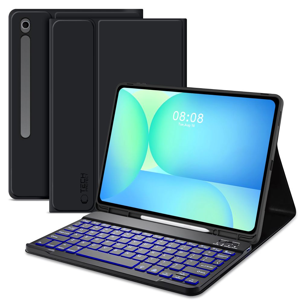 Tech-Protect SC Pen + Keyboard Ümbris jaoks Samsung Galaxy Tab S10 FE+ 13.1 X620 / X626B - Must