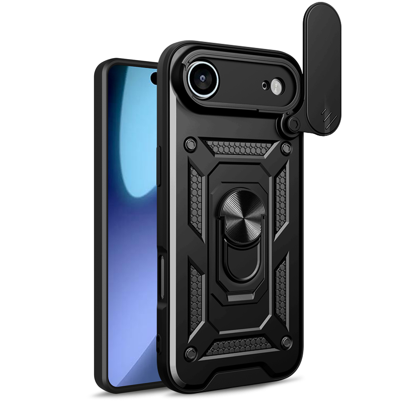 Hybrid Armor Camshield iPhone 17 Air Ümbris with Stand and Camera Cover - Must